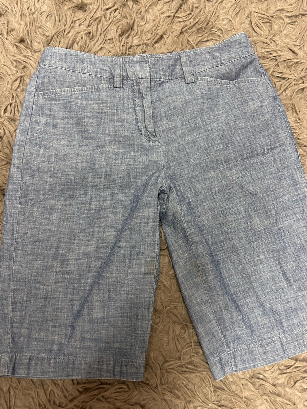 Lands' End Light Blue Linen-Blend Bermuda Shorts